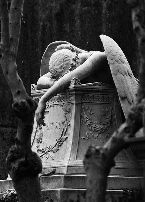Angel Statue With Her Head Down Cemetery Art Classic Art Dark Aesthetic