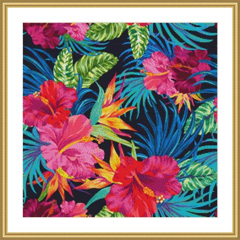 Cross stitch heute bestellen, versandkostenfrei. Tropical Flowers Counted Cross Stitch Pattern Cross-stitch