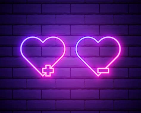 Premium Vector Add And Minus Heart Neon Icon Elements Of Social Media