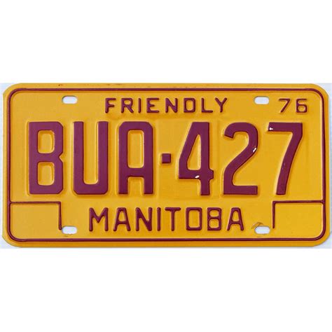 1976 Manitoba Bua 427 Cool Canadian License Plates