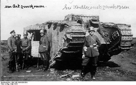 German Soldiers With Captured English Tankww1 Ww1 History Military