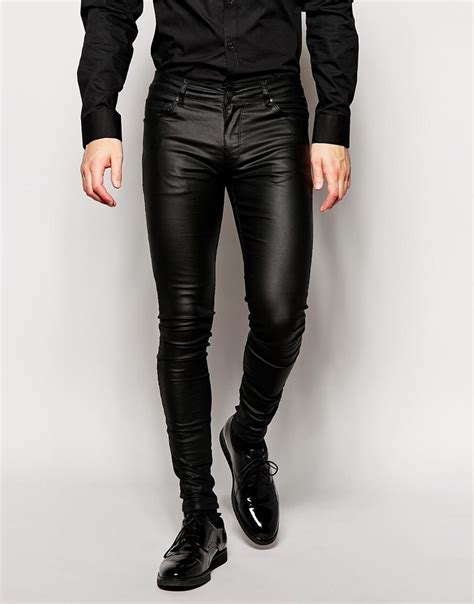 Asos Extreme Super Skinny Jeans In Leather Look Super Skinny Jeans