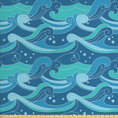 Waves Fabric By The Yard Oceanic Splashes Blots And Spirals Aquatic