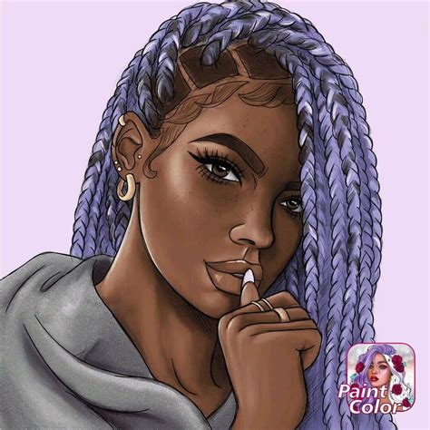 Black Love Art Girls Braids Black Girl Braids Digital Portrait Art