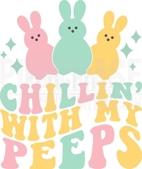 Chillin With My Peeps Svg Easter Bunny Ears Retro Design Svg Cut