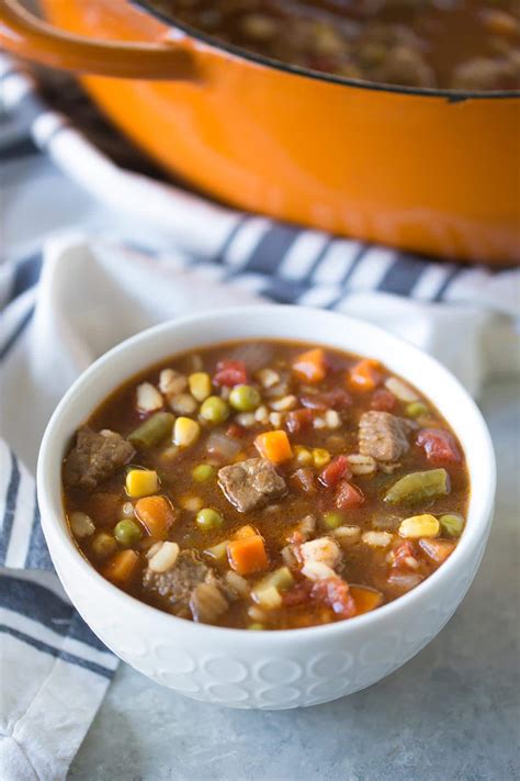 Saute carrots, celery, onion, and frozen mixed vegetables until tender. Vegetable Beef Barley Soup (easy, dairy free!) - Simply ...