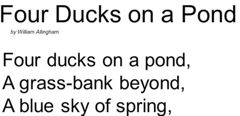 Poem Four Ducks On A Pond By William Allingham