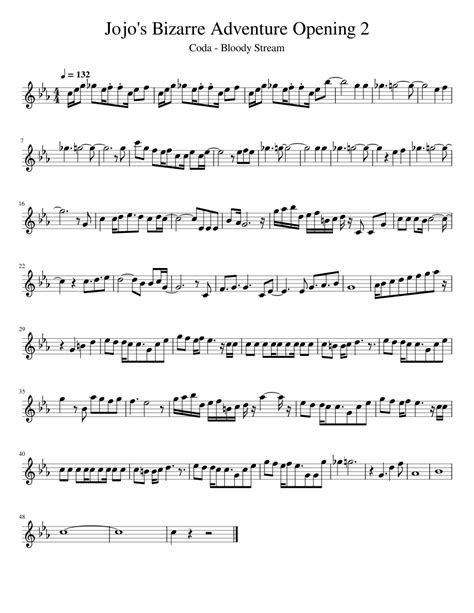 Jojos Bizarre Adventure Opening 2 Sheet Music For Flute Solo