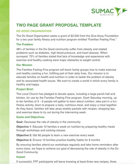 How To Write A 2 Page Grant Proposal With Templates