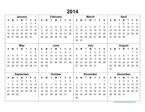 14 Full 2014 Year Calendar Template Images Printable 2014 Calendar