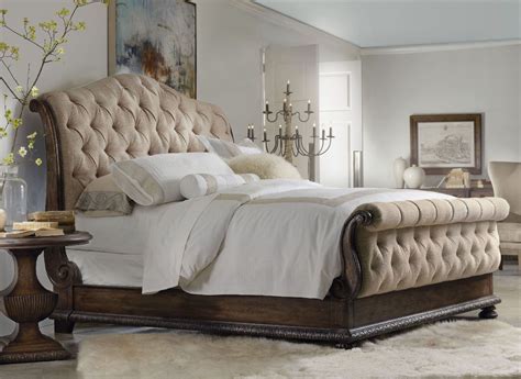 Complete king size bed 82w x 97d x 56h. Rhapsody Beige Tufted Sleigh Bedroom Set from Hooker ...
