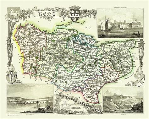 Old County Map Of Kent 1836 By Thomas Moule Our Beautiful Wall Art And
