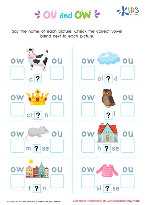 Ou And Ow Words Worksheet Free Printable Pdf For Kids