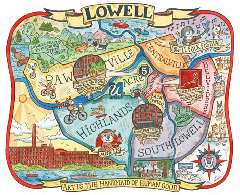 Lowell Massachusetts Neighborhood Map 8x10 Art Etsy