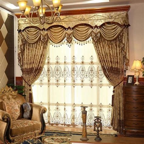 Custom Curtain European Style Hollow Water Embroidered Curtains High
