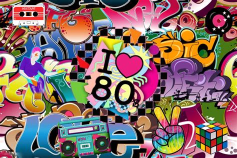Hip Pop 80s Graffiti Backdrop 80s Themed Party Photography Backdrops