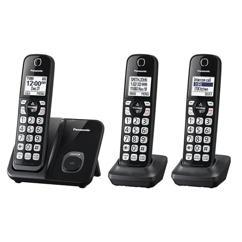 Landline Telephones Black Panasonic Cordless 3 Handset Home Landline
