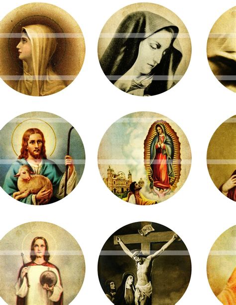 Antique Catholic Holy Cards I Digital Collage 1 Inch Round Etsy