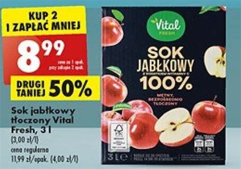 Promocja Vital Fresh Sok Jabłkowy Tłoczony 3l W Biedronka