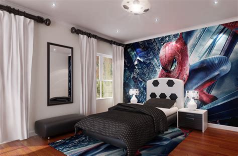 This boy's bedroom features white walls with a world map decor near the study table set on the hardwood flooring. Cool Boys Bedrooms ideas