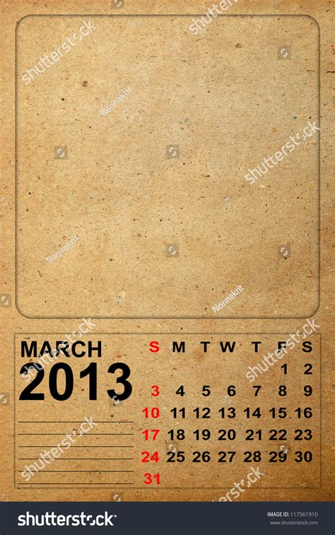 2013 Calendar March On Empty Old Stock Photo 117561910 Shutterstock