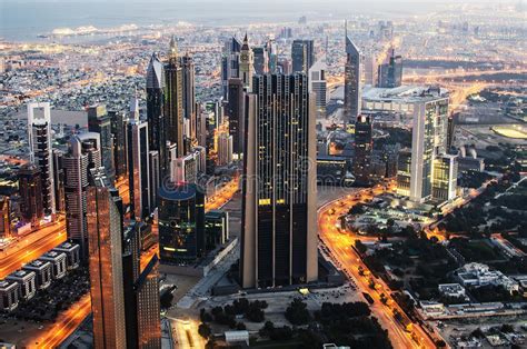 Downtown Of Dubai United Arab Emirates The View From Burj Khalifa
