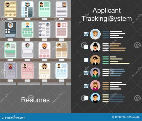 Resumes In Ats Applicant Tracking System Process Vector Cartoondealer