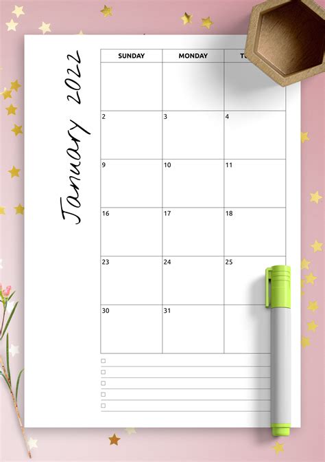 Printable Calendar Notes Printable Monthly Blank Calendar Template