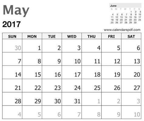 May 2017 Calendar Template Print Blank May Calendar Pdf Calendar