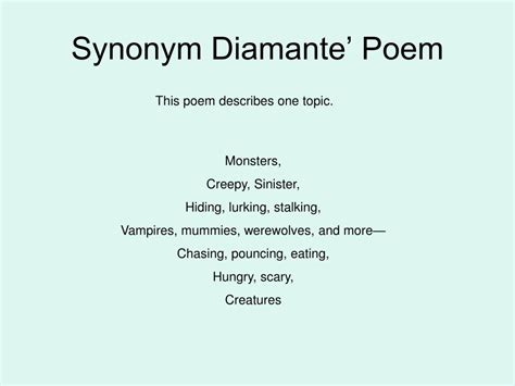 Diamante Poem For Kids