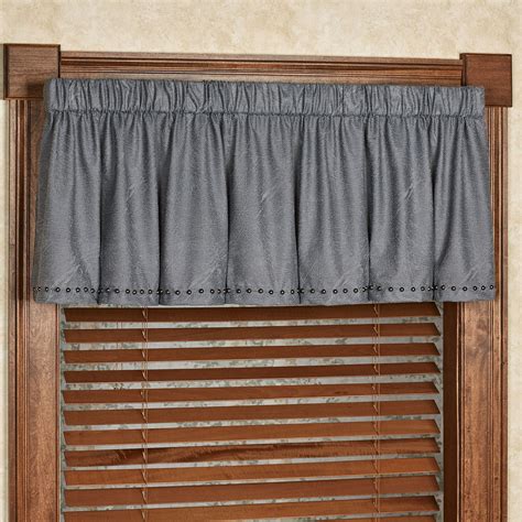 Stonehill Dark Gray Faux Leather Tailored Window Valance