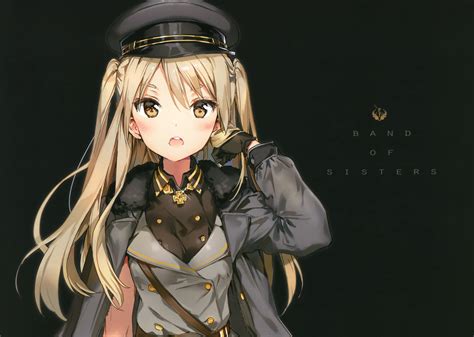 Download 3893x2769 Anime Girl Blonde Military Uniform Twintails Hat