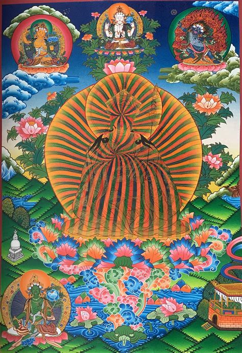 Hand Painted Guru Rinpoche Padmasambhava Rainbow Body Tibetan