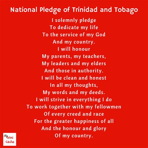Trinidad And Tobago National Pledge My Trini Chile