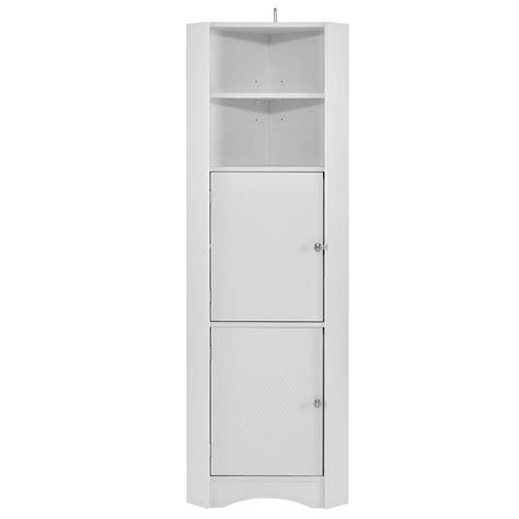 Tall Bathroom Corner Cabinet With Doors And Adjustable Shelves