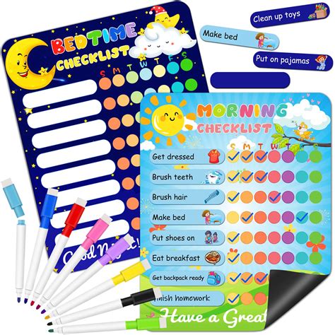 Buy Magnetic Daily Routine Chart For Kids Day And Night Responsibility