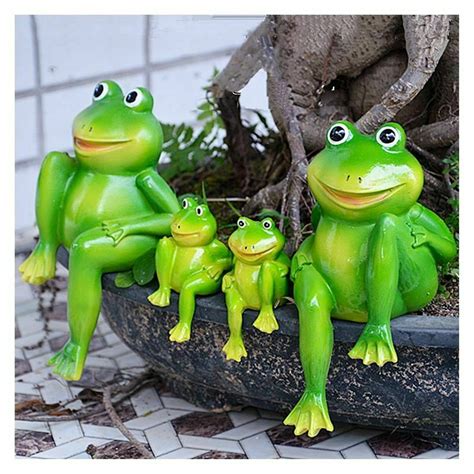 Resin Sitting Frogs Statue Outdoor Frog Sculpture Garden Decorations O