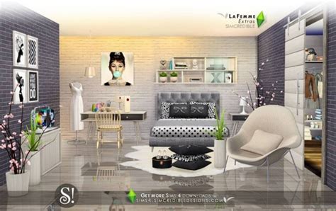 Simcredible Designs Lafemme Extras Bedroom • Sims 4 Downloads