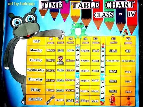 Time Table Chart Art By Helmap Classroom Charts Chart School
