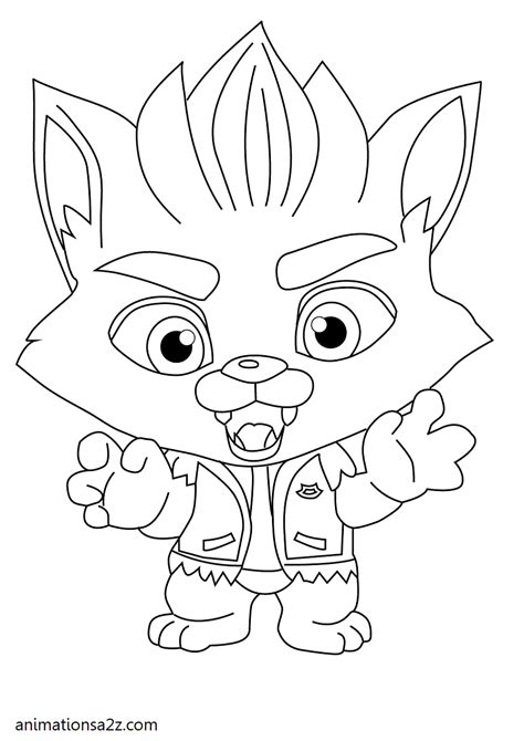 After making a monster match with molasses, lobo's letterman vest changes to blue, and has streaks of orange fur at the top of his head. Super Monsters coloring pages