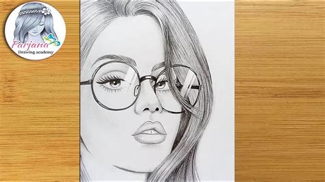 How To Draw A Girl Wearing Glasses Step By Step Tutorial Pencil Sketch For Beginners Youtube