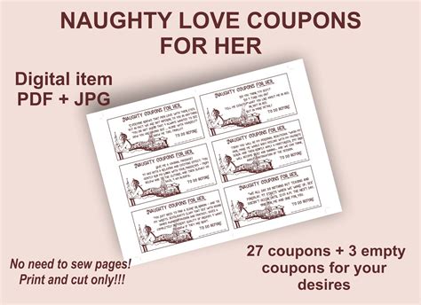 Love Coupons For Her Naughty Sex Printable Coupons Sexy Etsy