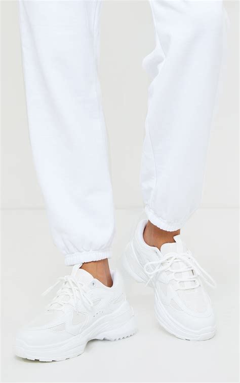 White Contrast Mesh Sneakers Shoes Prettylittlething Usa
