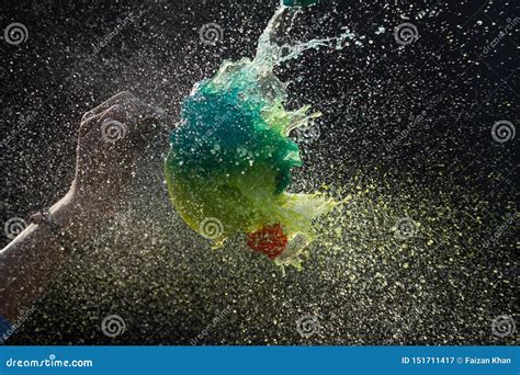 High Speed Shot Of A Water Filled Balloon Burst Stock Image Image Of