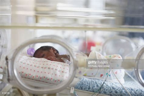 African American Baby In Hospital Incubator High Res Stock Photo