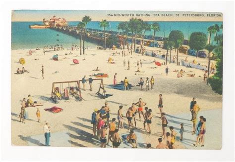 Spa Beach St Petersburg Florida Vintage Postcard 1950s Color Etsy