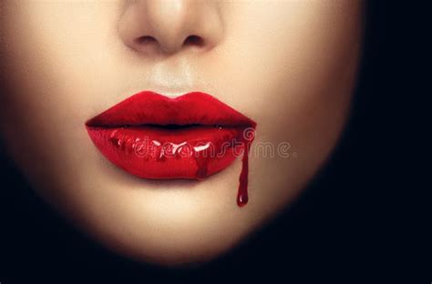 Vampire Woman Lips With Dripping Blood Stock Photo Image Of Fashion