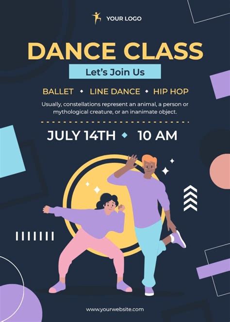 Free Hand Drawn Dance School Class Poster Template