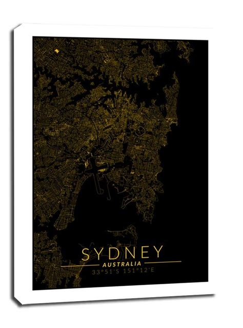 Sydney Mapa Złota Obraz Na Płótnie 70x100 Cm Galeria Plakatu Sklep Empik