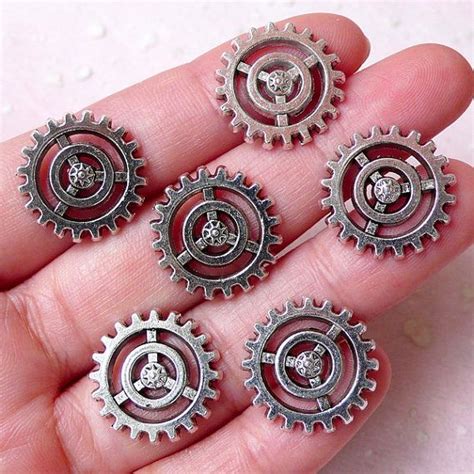 Steampunk Gear Charms 6pcs 18mm Tibetan Silver Clockwork Pendant